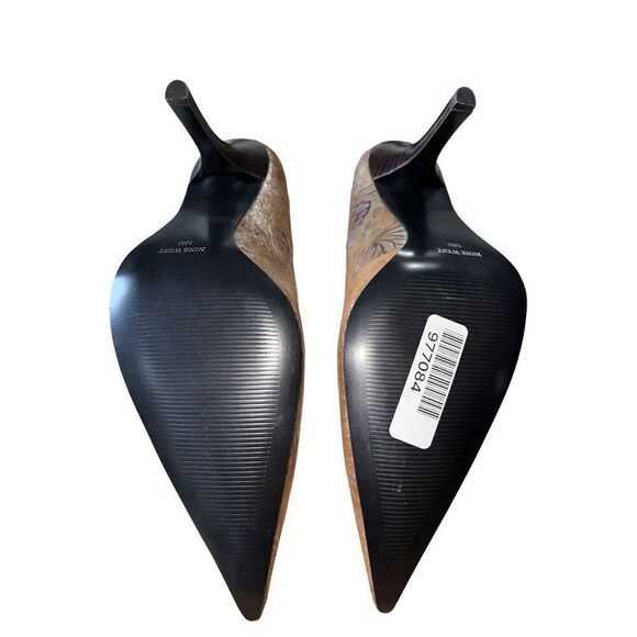 Nine West Silver & Gold Butterfly Pattern Leather Pump Womens Size 10 - Picture 10 of 12